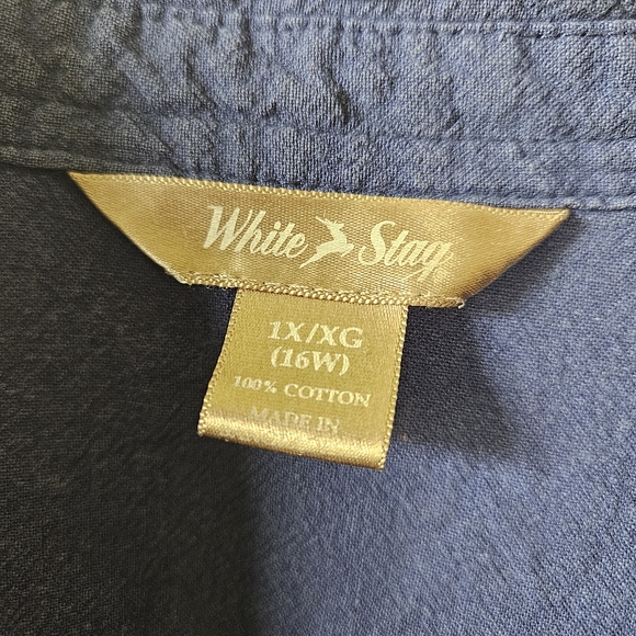 ♻️White Stag Navy Casual Button-Down Shirt - Picture 3 of 3